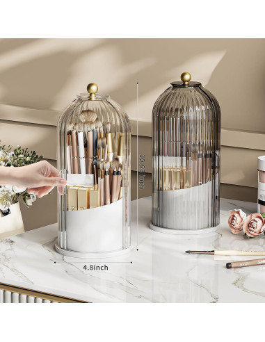 Organizador de Brochas de Maquillaje MSHOMELY Rotatorio 360 Blanco