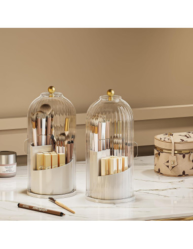 Organizador de Brochas de Maquillaje MSHOMELY Rotatorio 360 Blanco
