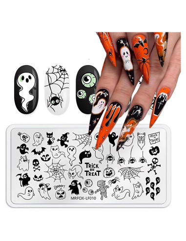 Placa de Estampado de Uñas Halloween MABKJLF 12x6 cm