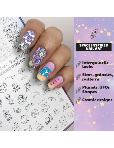 Placa de Estampado de Uñas H la Cosedora Space Oddity Placa de Estampado de Uñas H la Cosedora Space Oddity