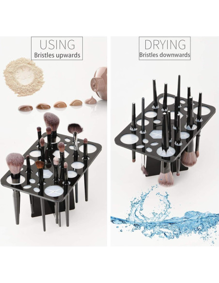 Soporte para Secado de Brochas Luckyiren 28 Ranuras Negro Soporte para Secado de Brochas Luckyiren 28 Ranuras Negro