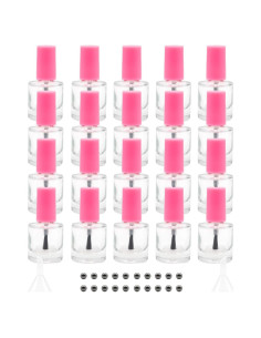 GTHER 20 Botellas de Vidrio Vacías 8ML para Esmalte de Uñas Rosa