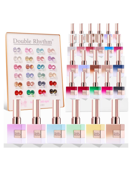 Set de Esmalte de Uñas Gel Doble Ritmo 28Pcs Ojo de Gato Set de Esmalte de Uñas Gel Doble Ritmo 28Pcs Ojo de Gato