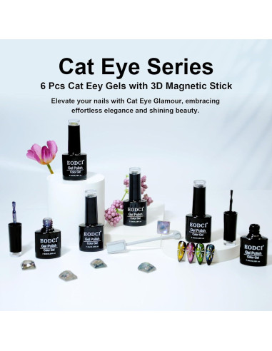 Esmalte de Uñas Gel Ojo de Gato EODCI 6 Colores con Purpurina