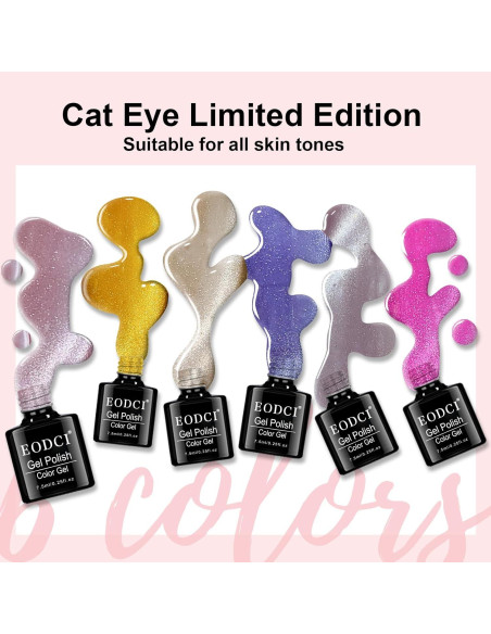 Esmalte de Uñas Gel Ojo de Gato EODCI 6 Colores con Purpurina Esmalte de Uñas Gel Ojo de Gato EODCI 6 Colores con Purpurina