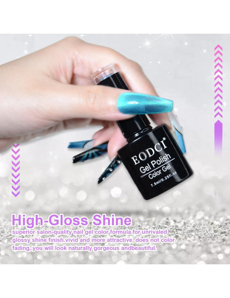 Esmalte de Uñas Gel Ojo de Gato EODCI 6 Colores con Purpurina Esmalte de Uñas Gel Ojo de Gato EODCI 6 Colores con Purpurina