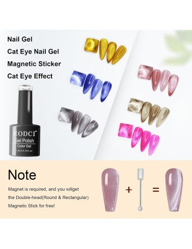 Esmalte de Uñas Gel Ojo de Gato EODCI 6 Colores con Purpurina