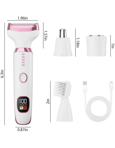 Afeitadora eléctrica para mujeres RUIBO 4 en 1 con LED
