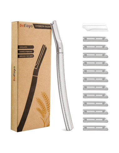 Rasuradora Facial y de Cejas Derloyo - Mango Metalico, 12 Cuchillas