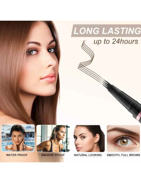Lápiz de Cejas 2-en-1 LAVONE Marrón Oscuro con Cepillo Lápiz de Cejas 2-en-1 LAVONE Marrón Oscuro con Cepillo
