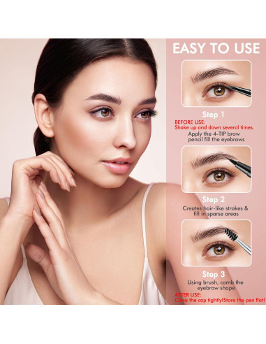 Lápiz de Cejas 2-en-1 LAVONE Marrón Oscuro con Cepillo