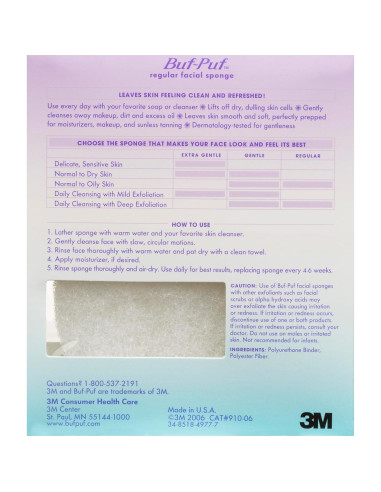 Esponja Facial Buf-Puf Exfoliante Reutilizable 2 Unidades