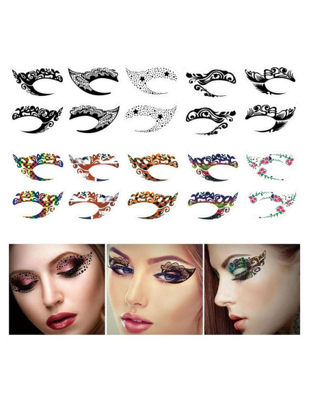 10 Hojas Calcomanías Tatuaje Sombra de Ojos HANSAMU 10 Hojas Calcomanías Tatuaje Sombra de Ojos HANSAMU