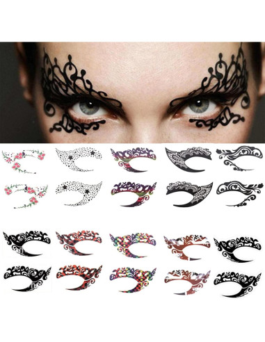 10 Hojas Calcomanías Tatuaje Sombra de Ojos HANSAMU