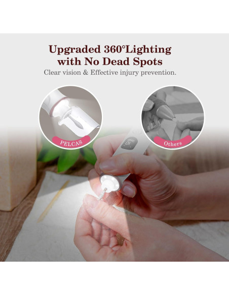 Lima de Uñas Eléctrica PELCAS Inalámbrica 10 Velocidades LED Lima de Uñas Eléctrica PELCAS Inalámbrica 10 Velocidades LED