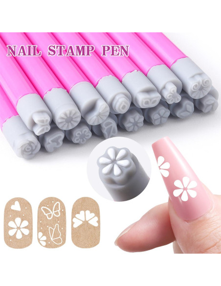 Juego de Bolígrafos para Estampado de Uñas Hirusaket - 10 Pcs Juego de Bolígrafos para Estampado de Uñas Hirusaket - 10 Pcs