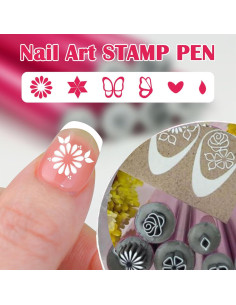 Kit de 10 Bolígrafos de Estampado de Uñas DURNIV con Flores 2