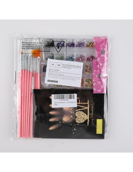 Kit de Arte de Uñas Teenitor con 15 Brochas y 12 Purpurinas Kit de Arte de Uñas Teenitor con 15 Brochas y 12 Purpurinas