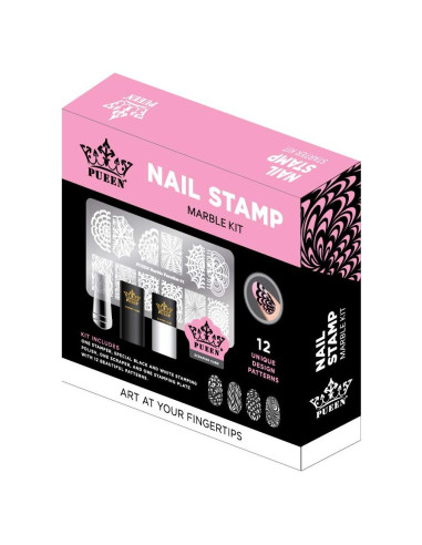 Kit de Estampado de Uñas de Mármol PUEEN - 2 Esmaltes 10ml
