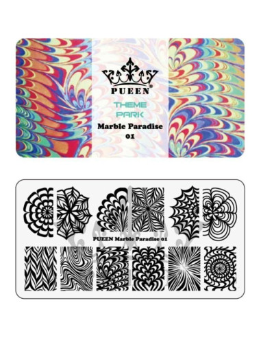 Kit de Estampado de Uñas de Mármol PUEEN - 2 Esmaltes 10ml