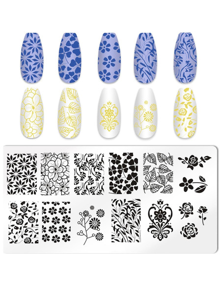 Kit de Estampado de Uñas 5 Piezas MOLILO - Plantillas Flores Kit de Estampado de Uñas 5 Piezas MOLILO - Plantillas Flores