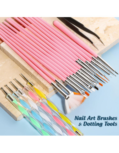 Kit de Arte de Uñas FANDAMEI - 15 Pinceles + Lentejuelas