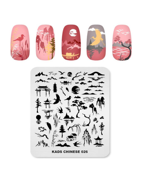 Plantilla de Estampado de Uñas KADS CN026 Acero Inoxidable 8x7cm Plantilla de Estampado de Uñas KADS CN026 Acero Inoxidable 8x7cm