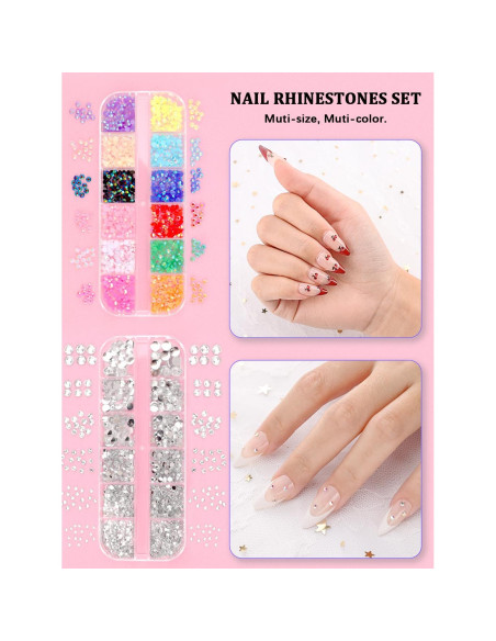 Kit de Uñas Completo YOOVR para Principiantes - 15 Pinceles, 4 Polvos Cromados, Gemas y Encantos Kit de Uñas Completo YOOVR para Principiantes - 15 Pinceles, 4 Polvos Cromados, Gemas y Encantos