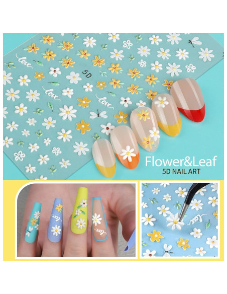 Kit de Pegatinas de Uñas 5D y 3D Teenitor - 12 Hojas Kit de Pegatinas de Uñas 5D y 3D Teenitor - 12 Hojas