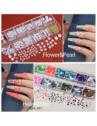 Kit de Pegatinas de Uñas 5D y 3D Teenitor - 12 Hojas