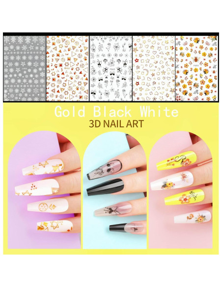 Kit de Pegatinas de Uñas 5D y 3D Teenitor - 12 Hojas Kit de Pegatinas de Uñas 5D y 3D Teenitor - 12 Hojas