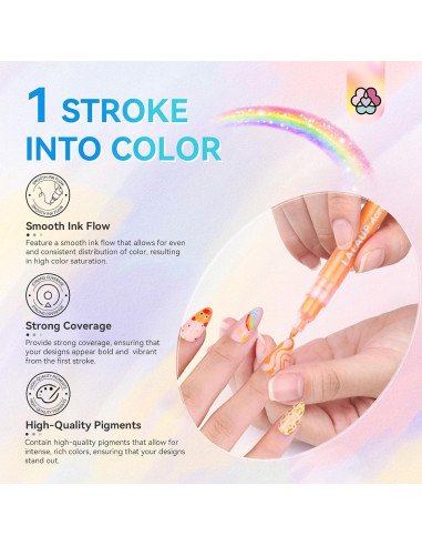 Set de 12 Lápices para Arte de Uñas Saviland - Colores Vibrantes