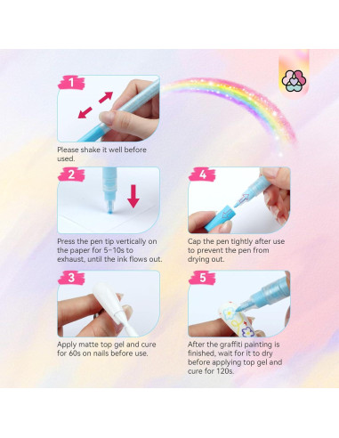 Set de 12 Lápices para Arte de Uñas Saviland - Colores Vibrantes