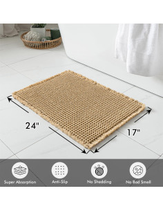 Juego de 2 Alfombrillas de Baño MIULEE Waffle Antideslizantes 43x61 cm 2