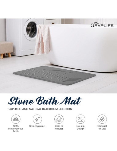 Alfombra de Baño Graplife de Diatomita 60x39 Gris Oscuro