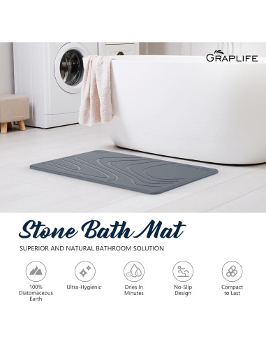 Alfombra de Baño Graplife de Diatomita 60x39 Gris Oscuro