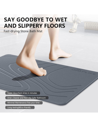 Alfombra de Baño Graplife de Diatomita 60x39 Gris Oscuro