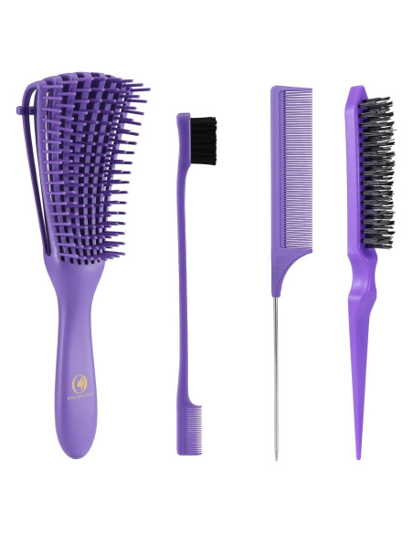 Juego de Cepillos para el Cabello BRUSHZOO - Morado, 4 Piezas Juego de Cepillos para el Cabello BRUSHZOO - Morado, 4 Piezas