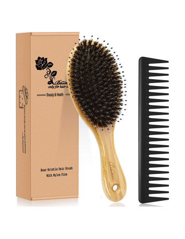 Juego de Cepillos de Cabello Bsisme con Cerda de Jabalí y Peine