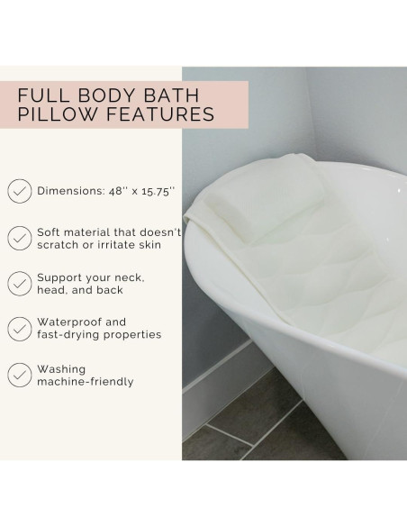 Almohada de Baño de Cuerpo Completo Monsuri - Soporte y Comodidad Almohada de Baño de Cuerpo Completo Monsuri - Soporte y Comodidad