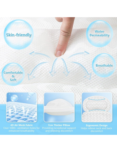 Almohada de Baño ALYSTER Lavable con 10 Ventosas 129.5x40.6cm Almohada de Baño ALYSTER Lavable con 10 Ventosas 129.5x40.6cm