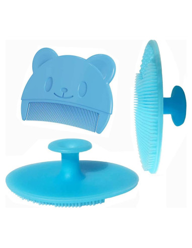 Set de Cepillos para Bebé - 3 Piezas Azul - Silicona Hipoalergénica