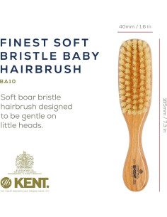 Cepillo de Cabello para Bebés Kent BA10 con Cerda Natural 19 cm 2