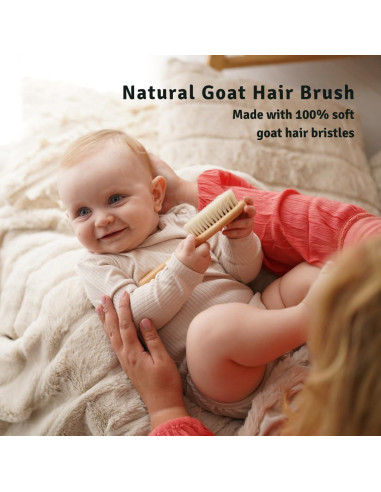 Cepillo de Madera para Bebés FUNFUSHKA - Suave con Cerdas Naturales