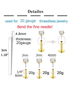Kit de Perforación de Orejas QWALIT con Pendientes Oro 20g 2