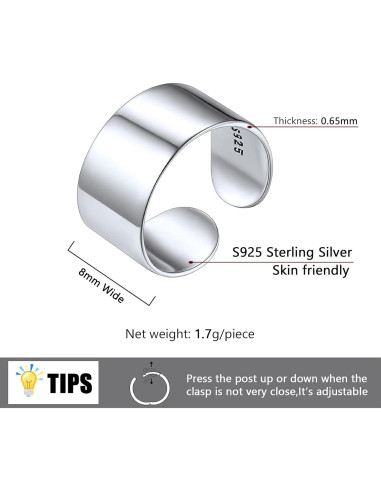 Anillo de Dedo del Pie Ajustable Plata Esterlina 925 SILVERCUTE