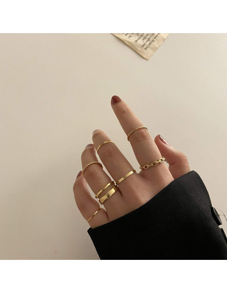 Conjunto de Anillos de Nudillo FAXHION Oro Vintage Boho 7 Piezas Conjunto de Anillos de Nudillo FAXHION Oro Vintage Boho 7 Piezas