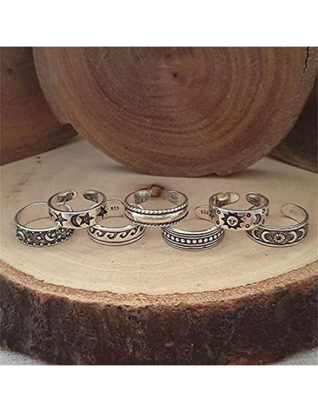 Anillos para dedos de los pies POYAMUSE - Conjunto 7 piezas bohemio Anillos para dedos de los pies POYAMUSE - Conjunto 7 piezas bohemio