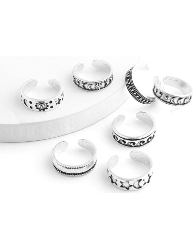 Anillos para dedos de los pies POYAMUSE - Conjunto 7 piezas bohemio