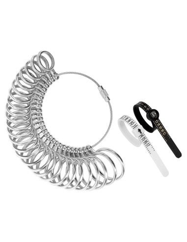 Kit de Medición de Tallas de Anillos TUNQISM 27 PZS Acero Inoxidable